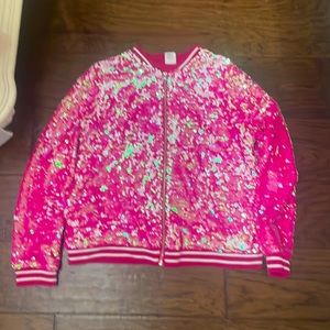 Wonder Nation girls sparkly pink boomer jacket in size 14-16